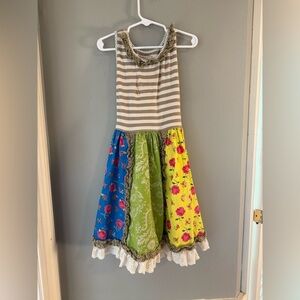 Mustard Pie Girls Dress Size 6 Patchwork Boho Boutique Lace Trim